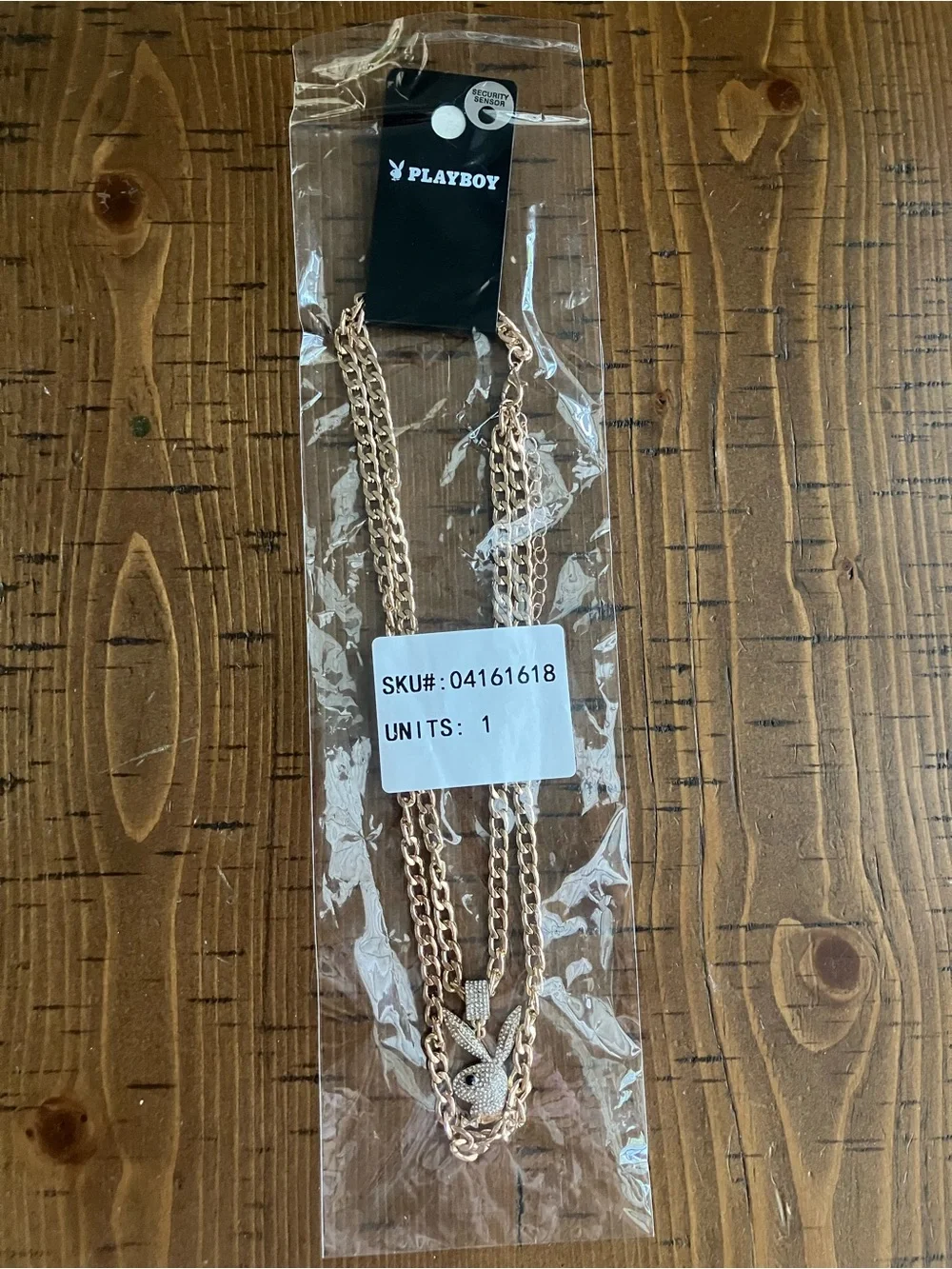 NWT Playboy Gold Chain with Diamond Bunny Pendant